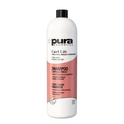 Pura Kosmetica Curl Life lankstumo suteikiantis šampūnas garbanotiems plaukams elastingumui ir žvilgesiui pH 5,00 – 6,00 1000ml
