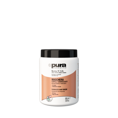 Pura Kosmetica Kera-V Life Vegan Keratin kaukė skirta cheminių procedūrų pažeistiems plaukams pH 2,50 - 3,50 1000ml