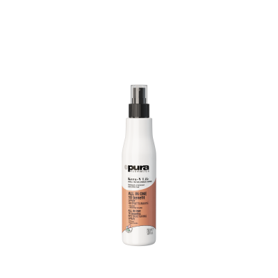 Pura Kosmetica Kera-V Life Vegan  All in one 10-ies efektų veganiško keratino purškiklis kaukė pažeistiems apdorotiems ir švelniems plaukams 150ml