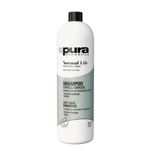 Pura Kosmetica Normal Life Sebum-regulating šampūnas Skirtas riebaluotis linkusiems plaukams ir galvos odai pH 5,00 – 6,00 1000ml Pura Kosmetica Normal Life Sebum-regulating šampūnas Skirtas riebaluotis linkusiems plaukams ir galvos odai pH 5,00 – 6,00 1000ml