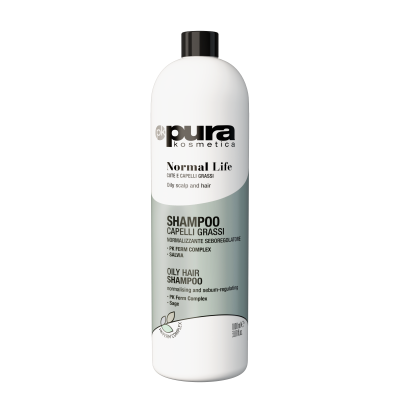 Pura Kosmetica Normal Life Sebum-regulating šampūnas Skirtas riebaluotis linkusiems plaukams ir galvos odai pH 5,00 – 6,00 1000ml Pura Kosmetica Normal Life Sebum-regulating šampūnas Skirtas riebaluotis linkusiems plaukams ir galvos odai pH 5,00 – 6,00 1000ml