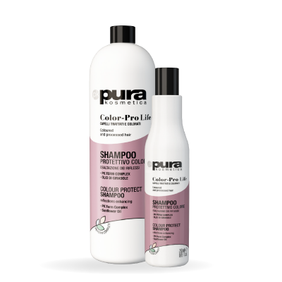 Pura Kosmetica Color-Pro Life spalvą apsaugantis šampūnas skirtas dažytiems, šviesintiems ir chemiškai apdorotiems plaukams pH 5,00 – 6,00 250ml