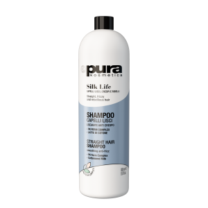 Pura Kosmetica Silk Life  glotninantis šampūnas garbanotiems ir nepaklusniems plaukams pH 5,00 – 6,00 1000ml