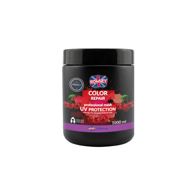 Ronney Color Repair Cherry UV Protection kaukė dažytiems plaukams su UV filtru 1000ml Ronney Color Repair Cherry UV Protection kaukė dažytiems plaukams su UV filtru 1000ml