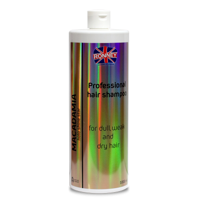 Ronney Holo Shine Star Macadamia stiprinantis šampūnas su makadamijų aliejumi sausiems ir silpniems plaukams. 1000ml Ronney Holo Shine Star Macadamia stiprinantis šampūnas su makadamijų aliejumi sausiems ir silpniems plaukams. 1000ml