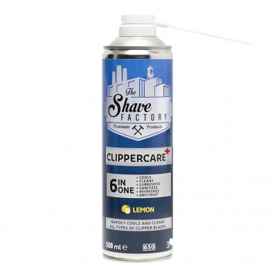 The Shave Factory Clippercare + 6-in-1 viename dezinfekcinis purškiklis, skirtas plaukų kirpimo mašinėlems 500ml The Shave Factory Clippercare + 6-in-1 viename dezinfekcinis purškiklis, skirtas plaukų kirpimo mašinėlems 500ml