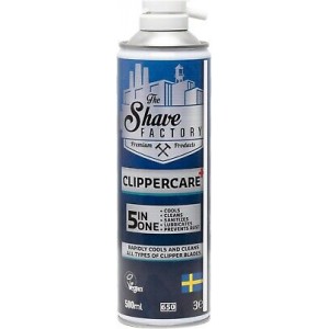 The Shave Factory Clippercare + 5-in-1 viename dezinfekcinis purškiklis, skirtas plaukų kirpimo mašinėlems 500ml