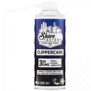 The Shave Factory Clippercare kirpimo mašinėlių priežiūros purškiklis 3in1 400 ml The Shave Factory Clippercare kirpimo mašinėlių priežiūros purškiklis 3in1 400 ml